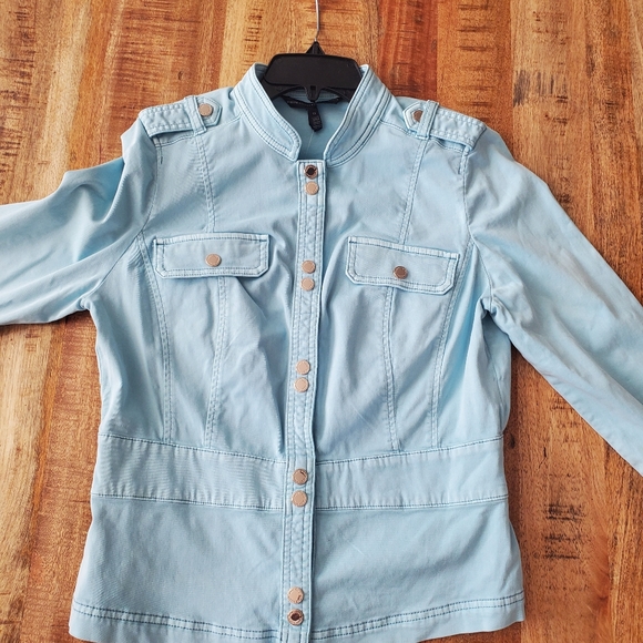 White House Black Market Women's Tinted Bermuda Blue Jacket Size 12 - Picture 5 of 16